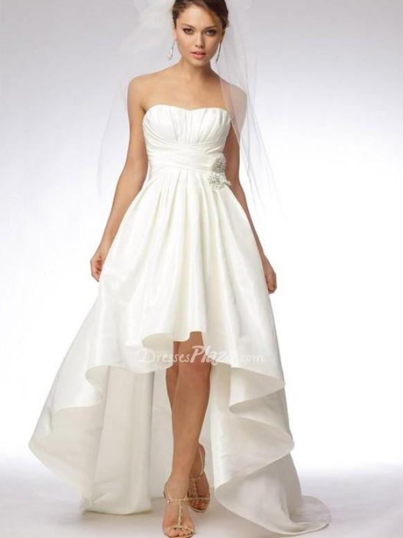 Ivory Taffeta High Low Strapless Bridal Dress 1990798 Weddbook
