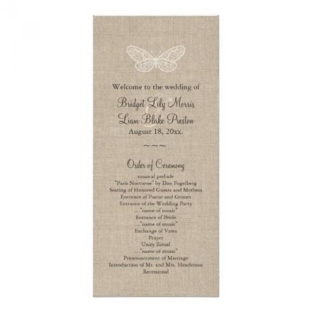 Lace Butterflies Wedding Program On Burlap 2030853 Weddbook