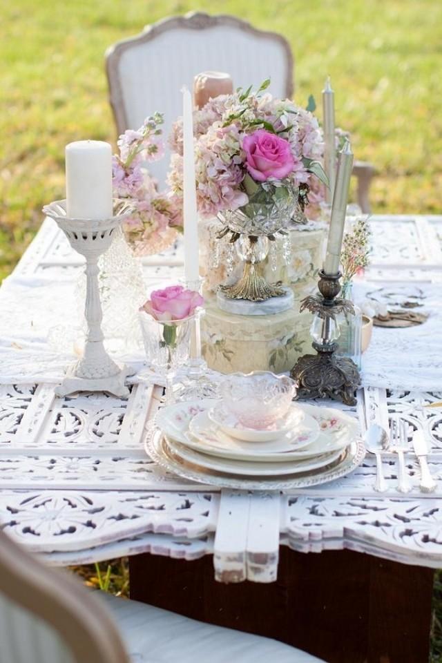 Pink & Shabby Chic Wedding Table Setting #2032820 - Weddbook
