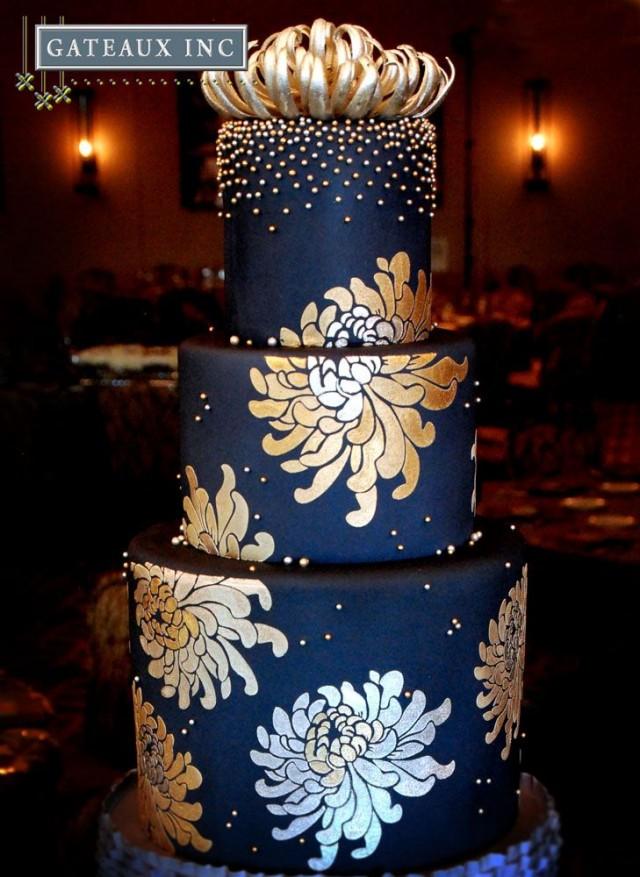 Navy And Gold Wedding Cake Gateaux Inc 2035563 Weddbook