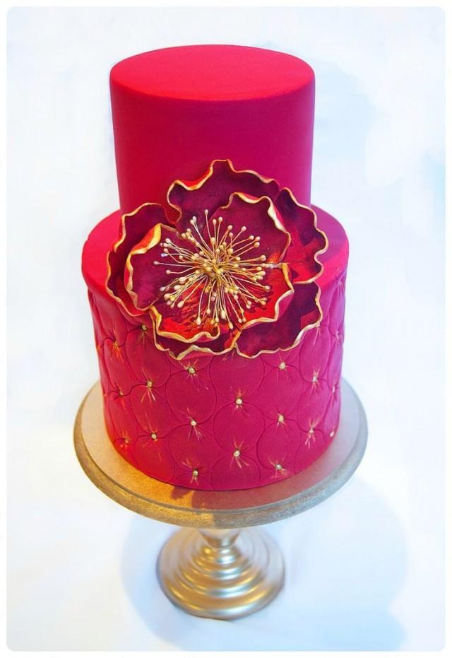 Fuchsia Wedding Fuchsia And Gold Cake So Striking 2038446 Weddbook