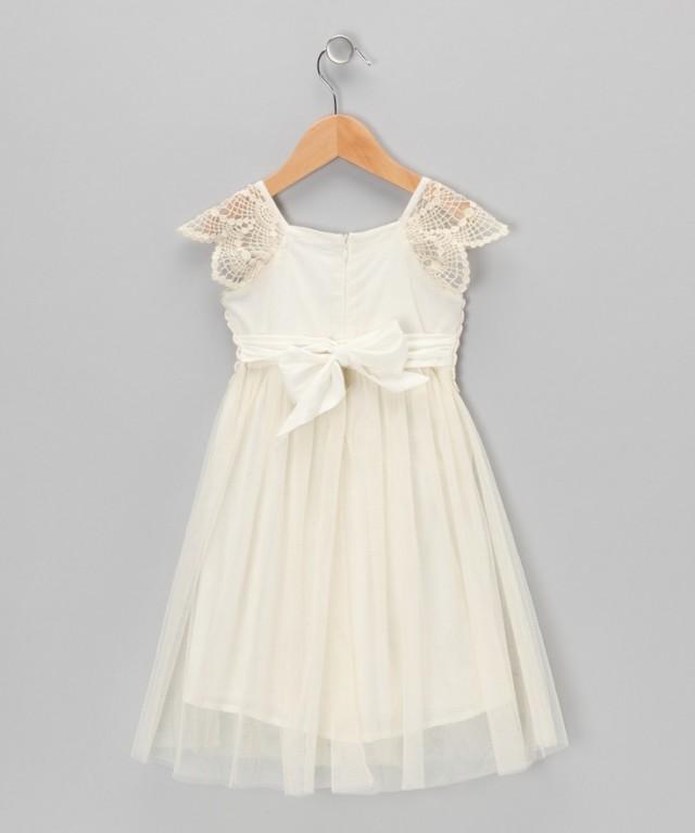 Cream Crocheted Tulle Dress Toddler & Girls 2040621 Weddbook