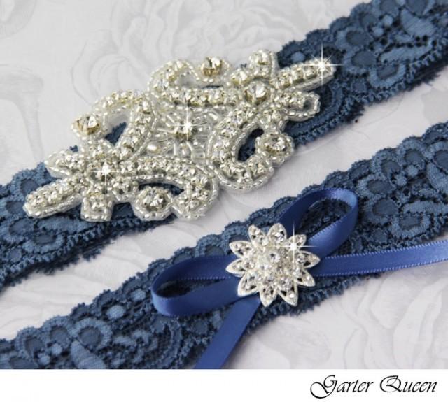 Wedding Garter Set Something Blue Stretch Lace Bridal Garter Set