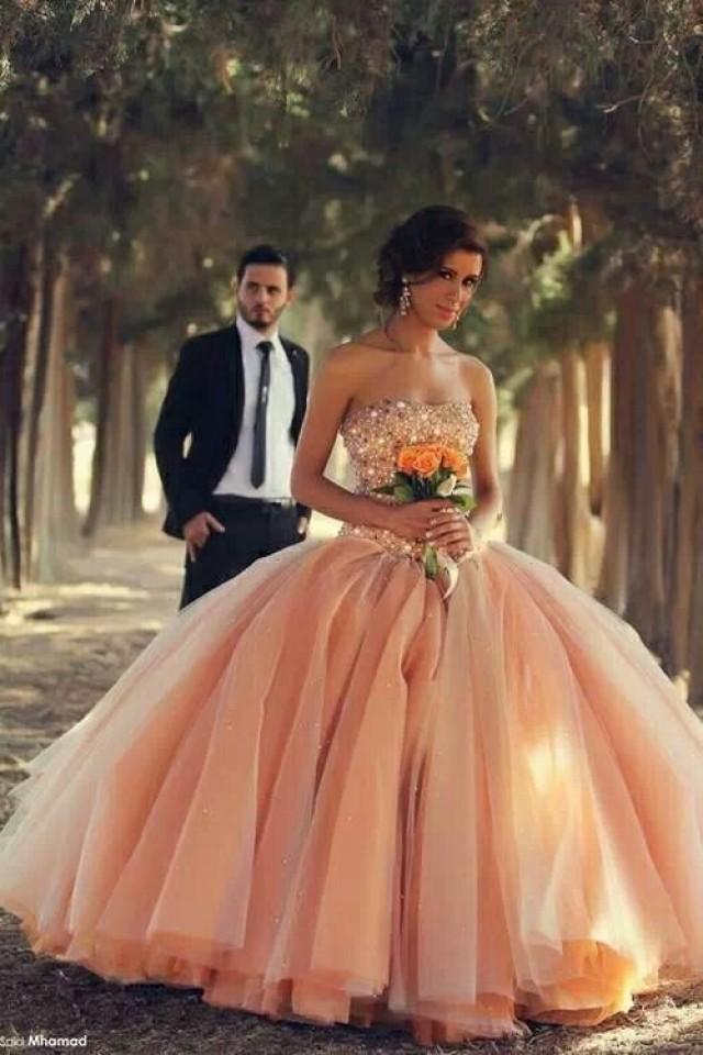 Peach Wedding Peach Dress 2047485 Weddbook