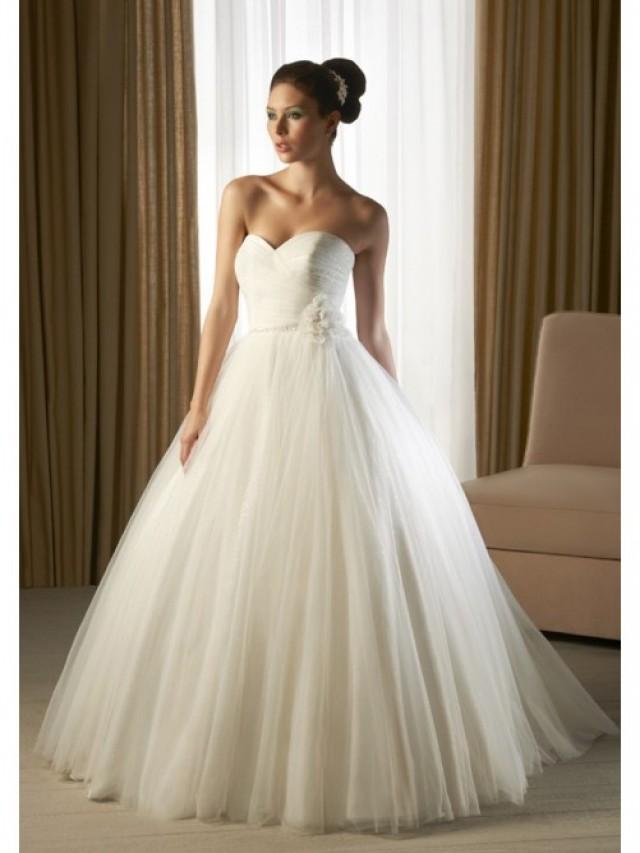 A Line Strapless Sweetheart Neck Sweep Trailing Tulle Wedding Gowns 2047619 Weddbook 7413