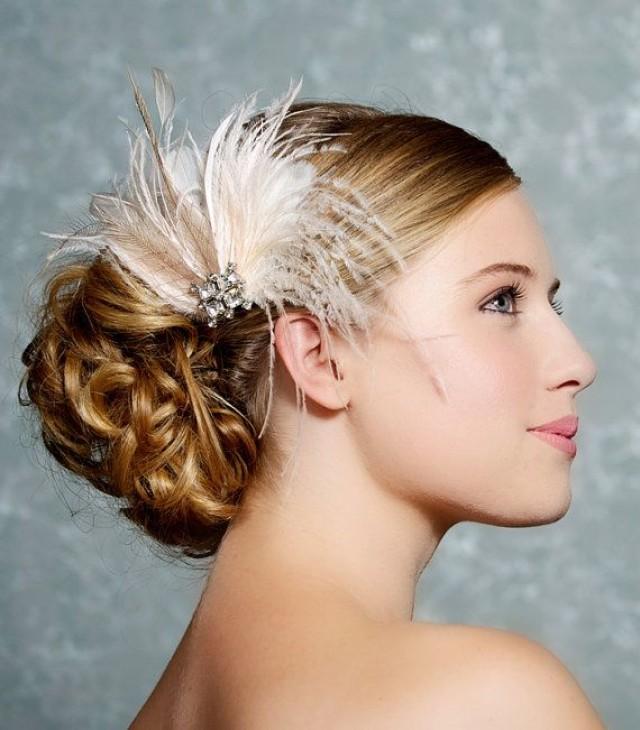 Ivory Bridal Headpiece, Bridal Fascinator, Wedding Hair Clip, Bridal
