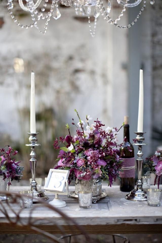 Purple Wedding Rustic And Elegant Purple Tablescape 2050894 Weddbook