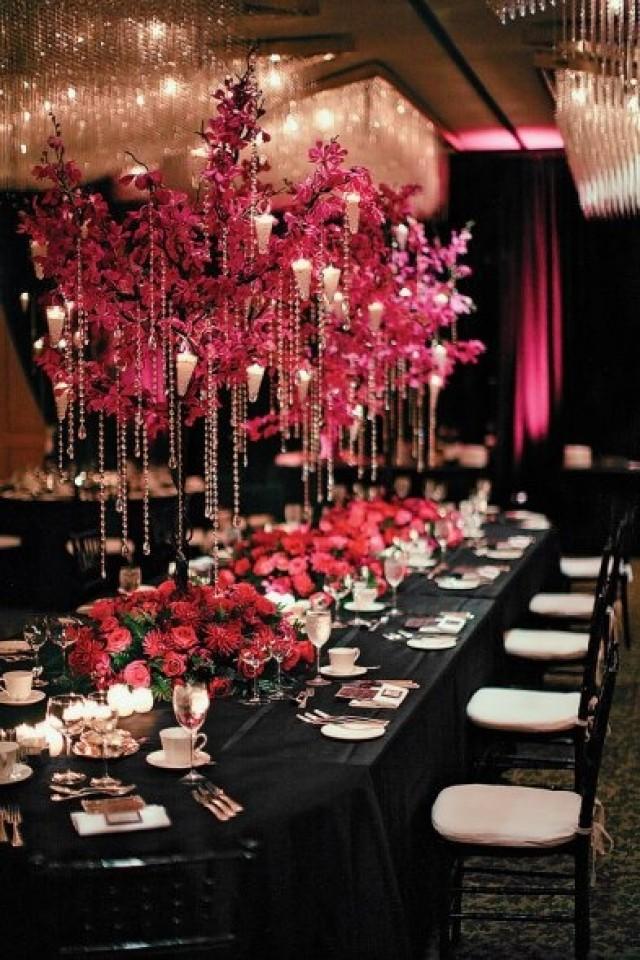 Black Wedding Pink And Black Tablescape 2054655 Weddbook