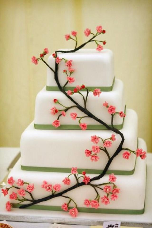 Cherry Blossoms Wedding - Japanese Cherry Blossom Wedding Cake #2061132.