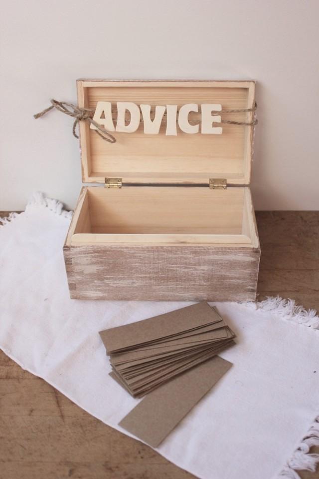 Wedding Advice Guest Book Box . White Wash Wooden "advice ...