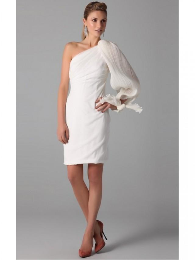 white one shoulder knee length dress