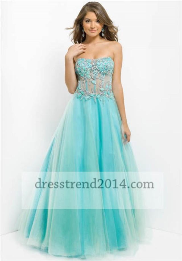 blue beaded ball gown