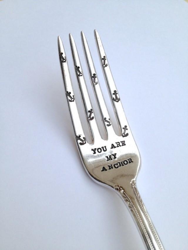 Scattered Anchors You Are My Anchor Fork Hand Stamped Fork