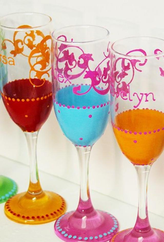 Colorful, Hand Painted Champagne Glasses 2067735 Weddbook