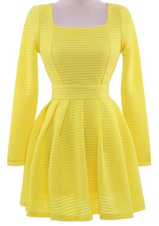 yellow fit and flare dress