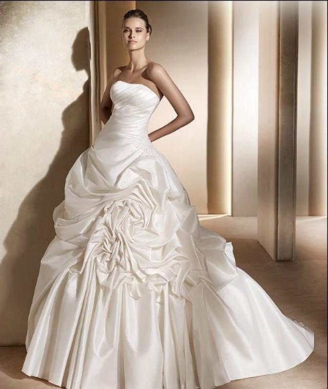 Strapless Chapel Train Ball Gown Satin Wedding Dresswd0083 2079371 Weddbook 