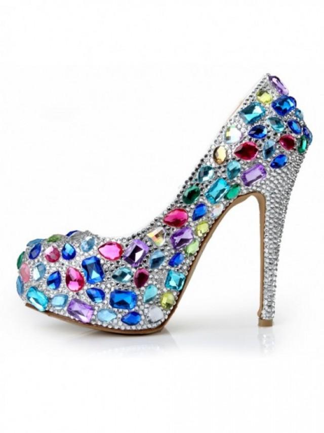 champagne heels with rhinestones