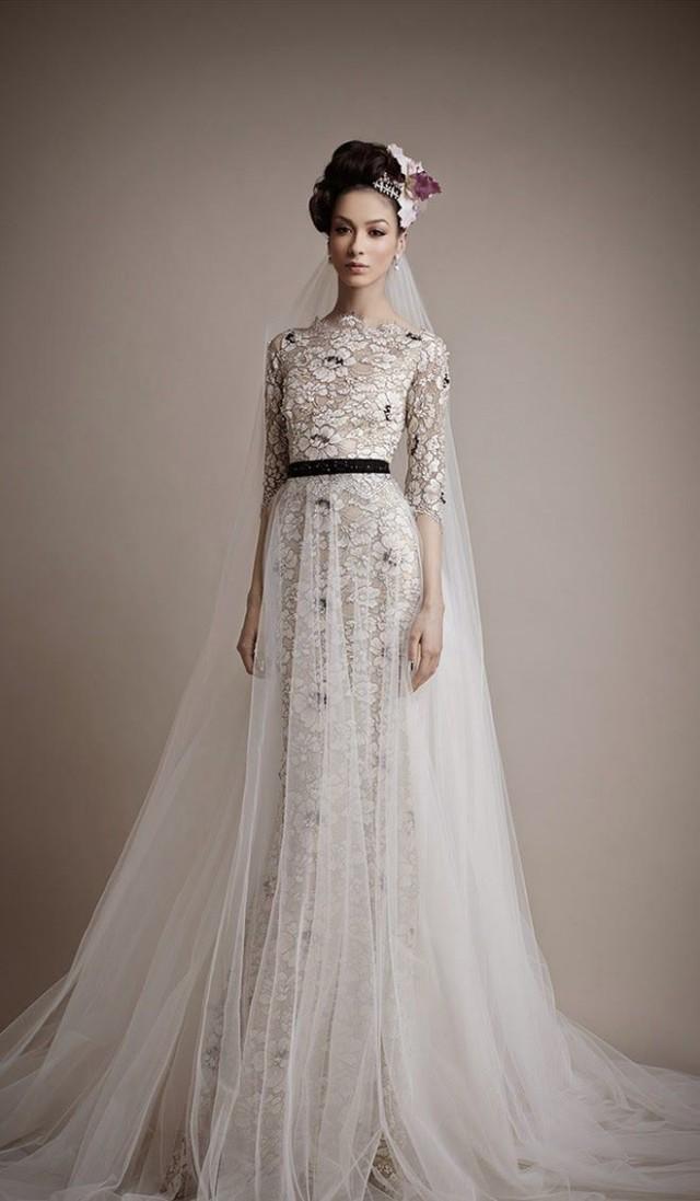 long-sleeved-3-4-length-sleeve-wedding-gown-inspiration-2097062-weddbook