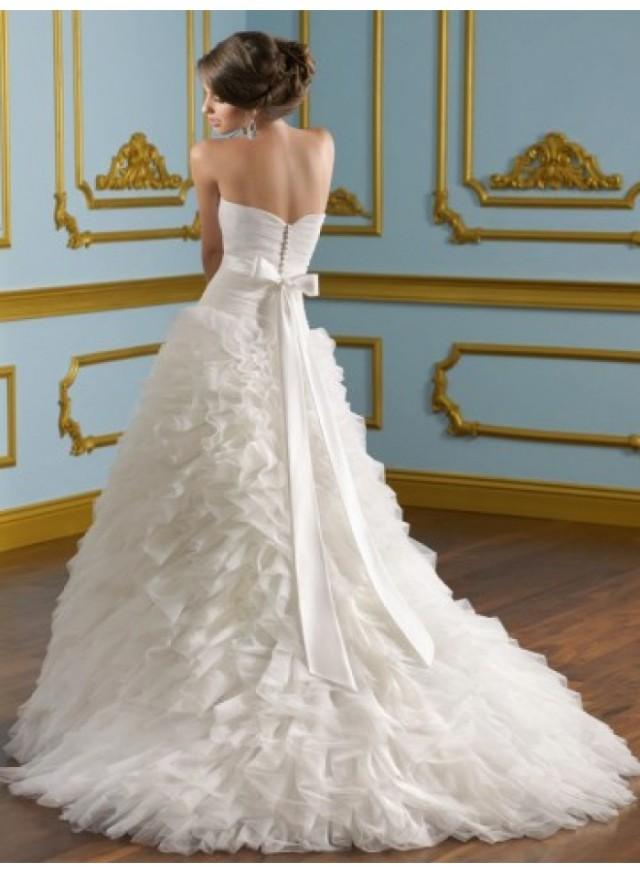 Aline Strapless Ruching Brush Train Organza Wedding Dresses WE4045