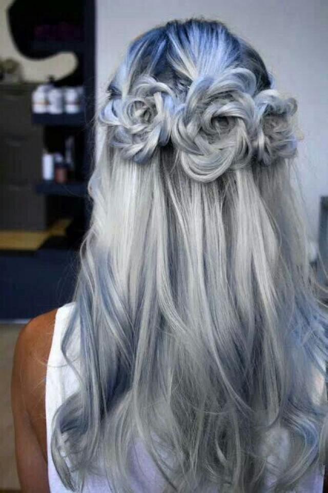 Braided Hair Model White Hair Color Braided Roses 2116967