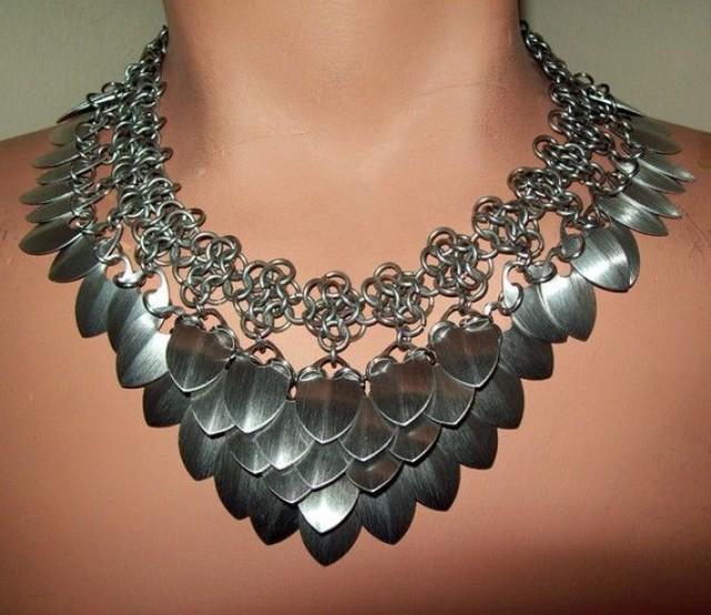Chainmaille Necklace, Scalemail Choker. Tribal, Bellydance, Elven