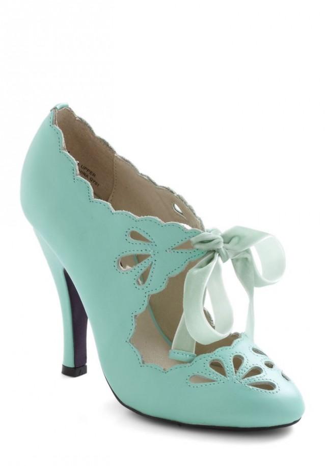 mint lace up heels