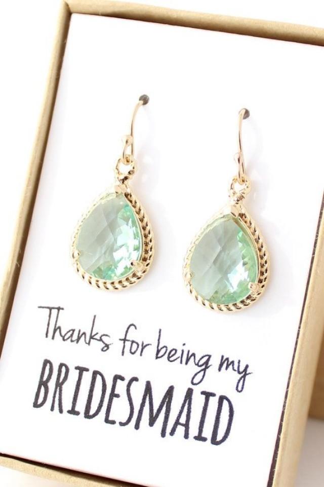 Prasiolite Green / Gold Bridesmaid Earrings Light Green Earrings