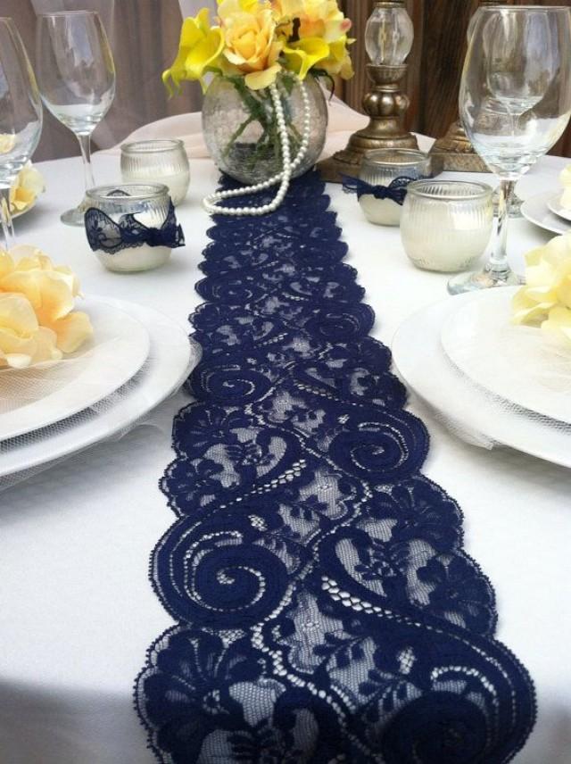 NAVY BLUE Lace/Table Runner/Weddings/ Decor/2 Yards, 6ft, 8"wide X78 Inches Long, Navy Weddings