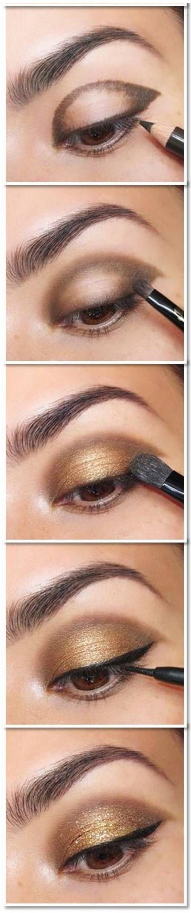 Gold Wedding Simple Gold Eye Makeup Tutorial 2128683 Weddbook