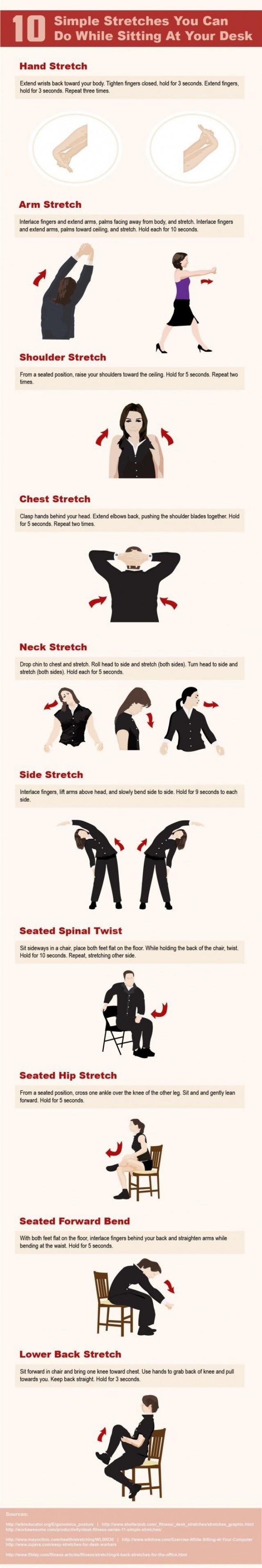 10 Simple Stretches To Do At Your Desk Infographic 2132257 Weddbook