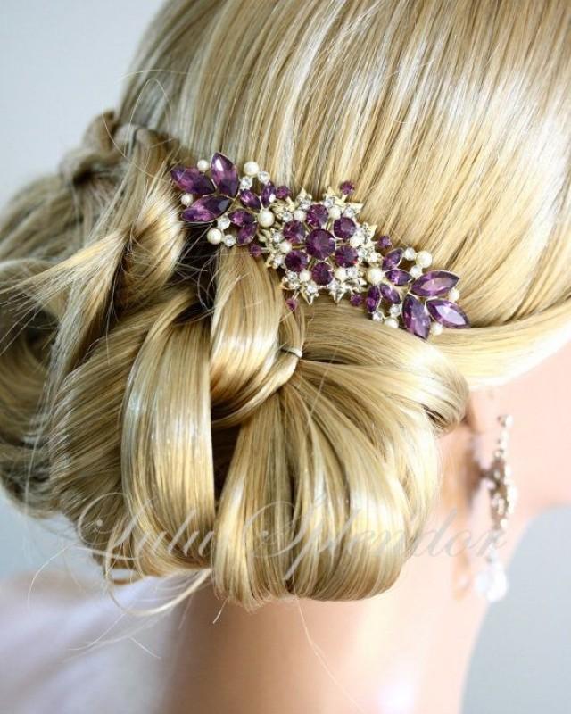 Vintage Bridal Comb Amethyst Wedding Hair Comb Purple Wedding Hair