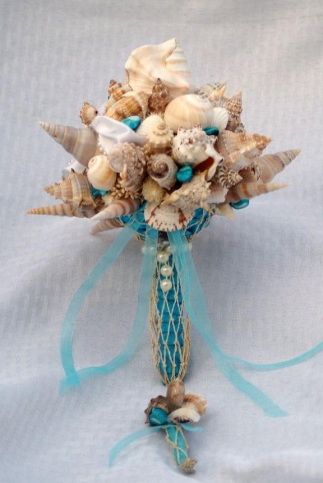 Blue Seashell Bouquet / Beach Wedding/ Destination Wedding/ Seaside Wedding 2139038 Weddbook