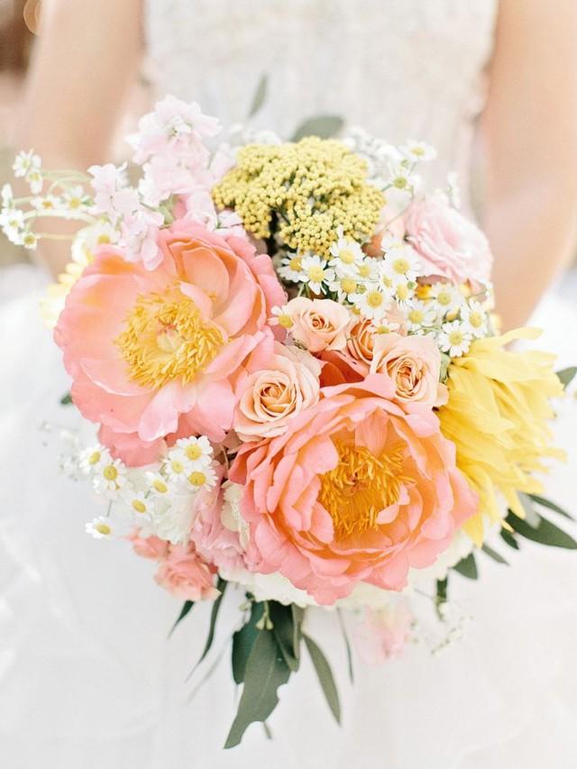 Yellow Wedding Yellow And Peach Bridal Bouquet Weddbook