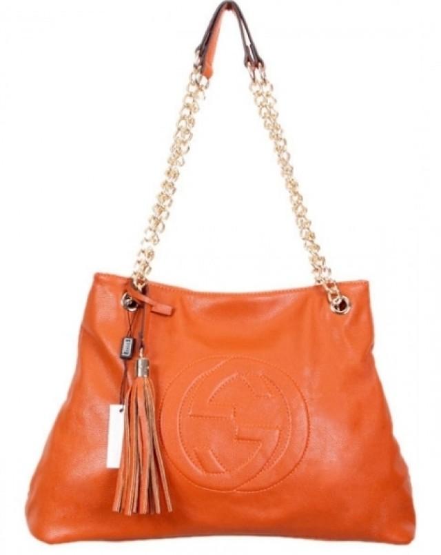 GUCCI Rust Orange Shoulder Bag With Chain Straps 2142266 Weddbook