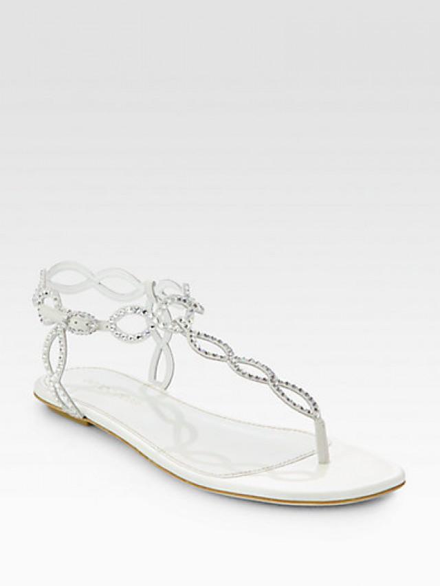 Sergio Rossi Bridal Crystal-Coated Suede Thong Sandals #2153847 - Weddbook