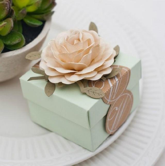 Light Green Wedding Favors Candy Box With Ivory Flowers Candy