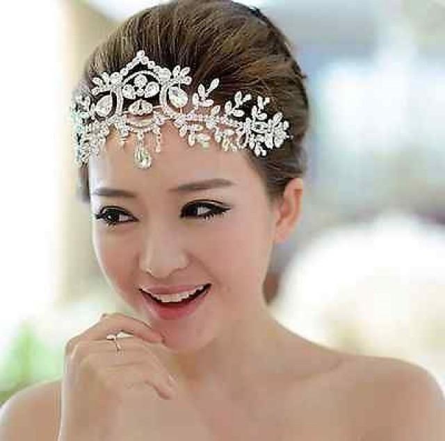 WEDDING BRIDAL ART DECO BRIDE HEAD RHINESTONE CRYSTAL HAIR CHAIN TIARA