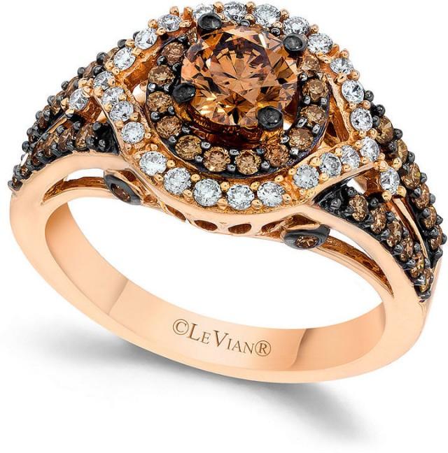 Le Vian Chocolate And White Diamond Engagement Ring In 14k Rose Gold (13/8 Ct. T.w.) 2157765