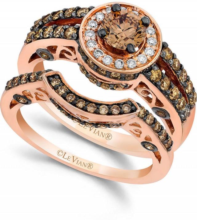 Le Vian Chocolate And White Diamond Engagement Band Set In 14k Rose Gold (11/2 Ct. T.w