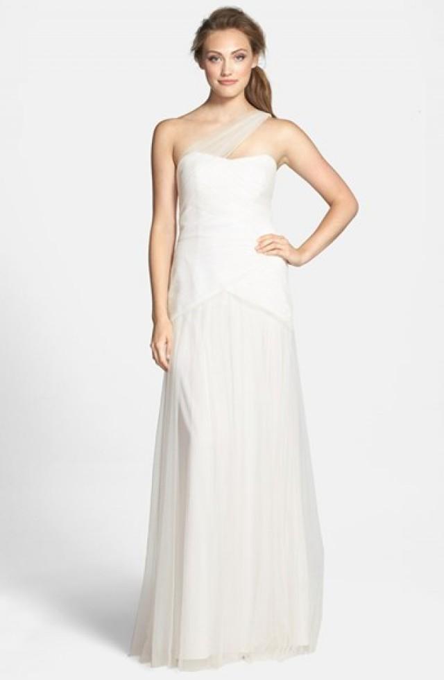 ml monique lhuillier one shoulder gown