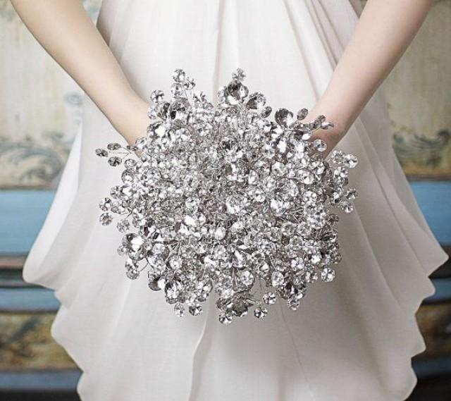 Bridal Bouquet Duo Bouquet Of Silver Mirrored Beads And Flowers Wedding Bouquet Fabulous