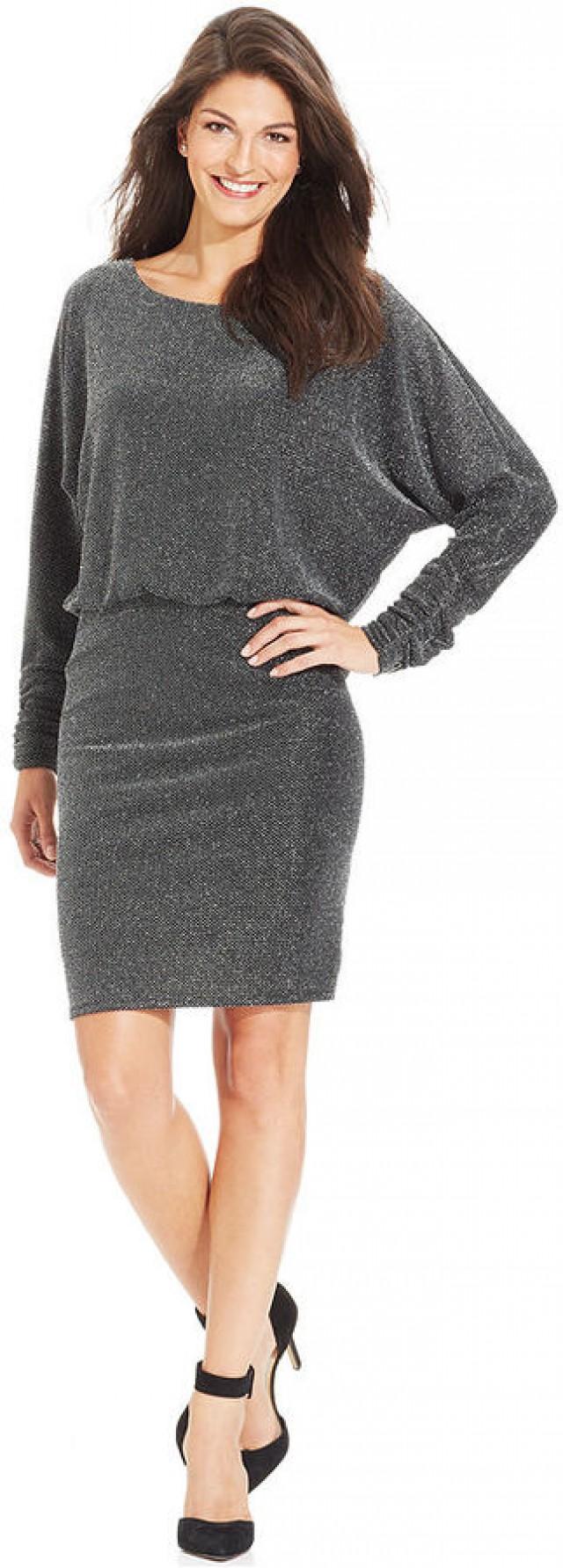 long sleeve blouson dress