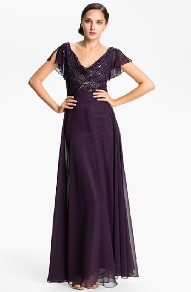 embellished chiffon gown