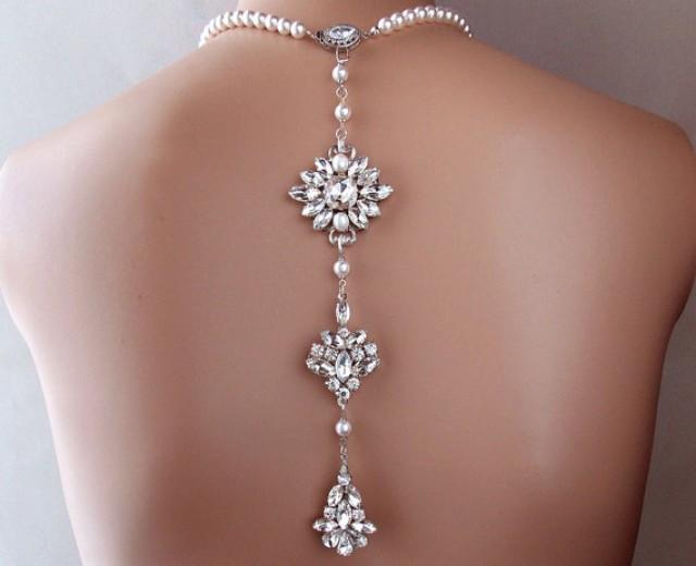 Backdrop Necklace Crystal Bridal Necklace Wedding Necklace Pearl Necklace Bridal Jewelry