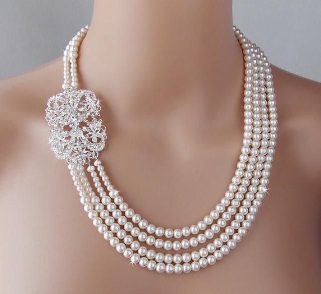 Bridal Necklace, Wedding Pearl Necklace 