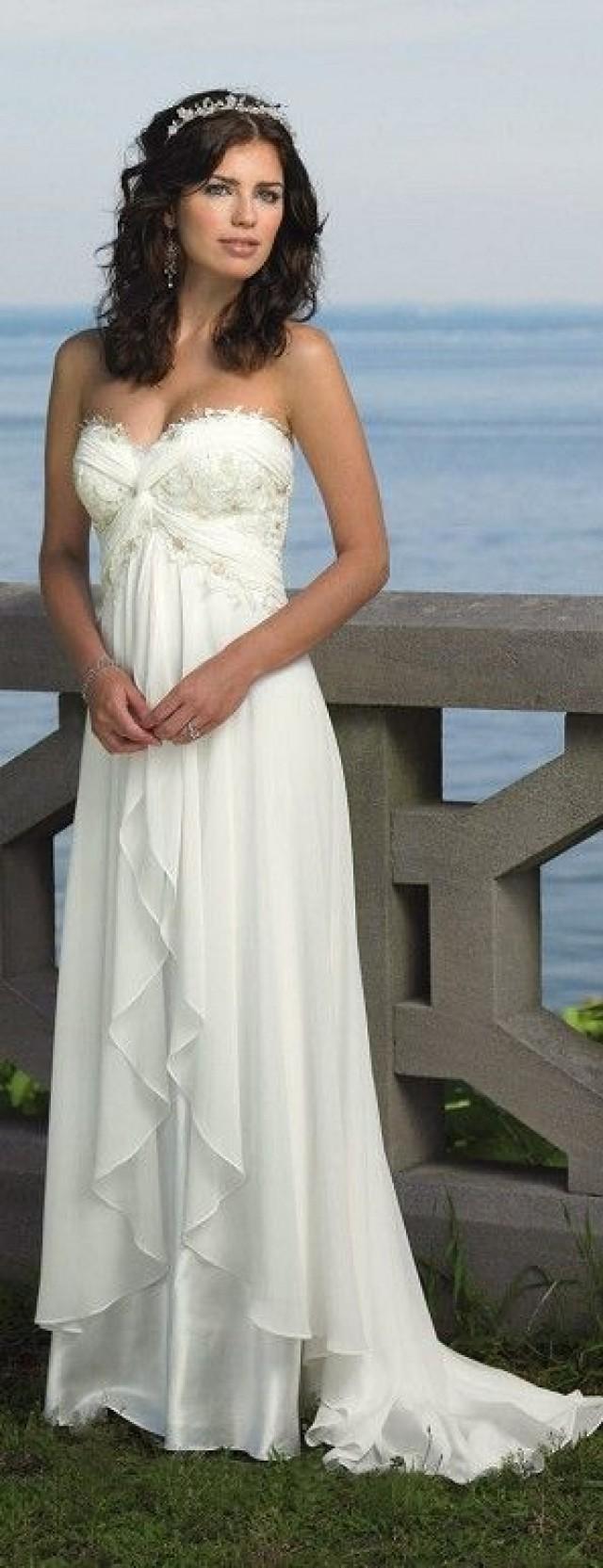 New Off White Chiffon Beach Wedding Dress Bridal Gown Size 10 2176461