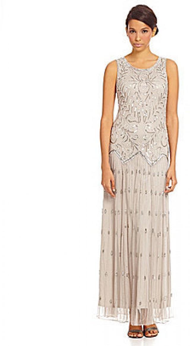 pisarro nights sleeveless beaded gown