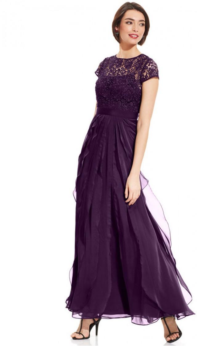 adrianna papell tiered lace gown