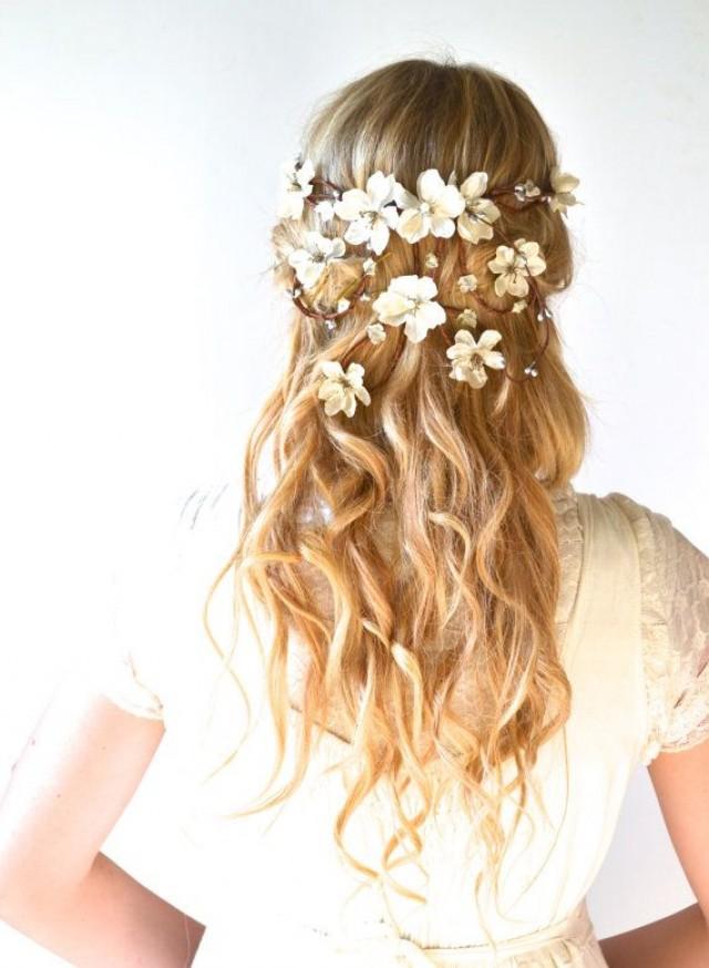 Bridal Crown Flower Head Wreath Wedding Hair Accessory Woodland Hair Piece Hair Wreath 