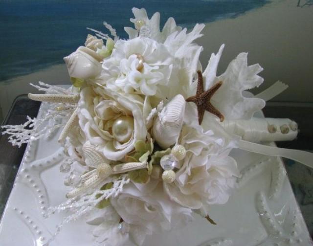 Seashell Beach Wedding Bridal Bouquet Coral Bridal Bouquet